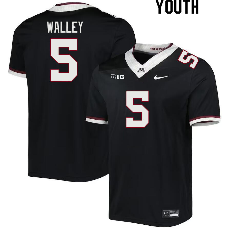 Youth #5 Justin Walley Minnesota Golden Gophers College Football Jerseys Stitched-Black